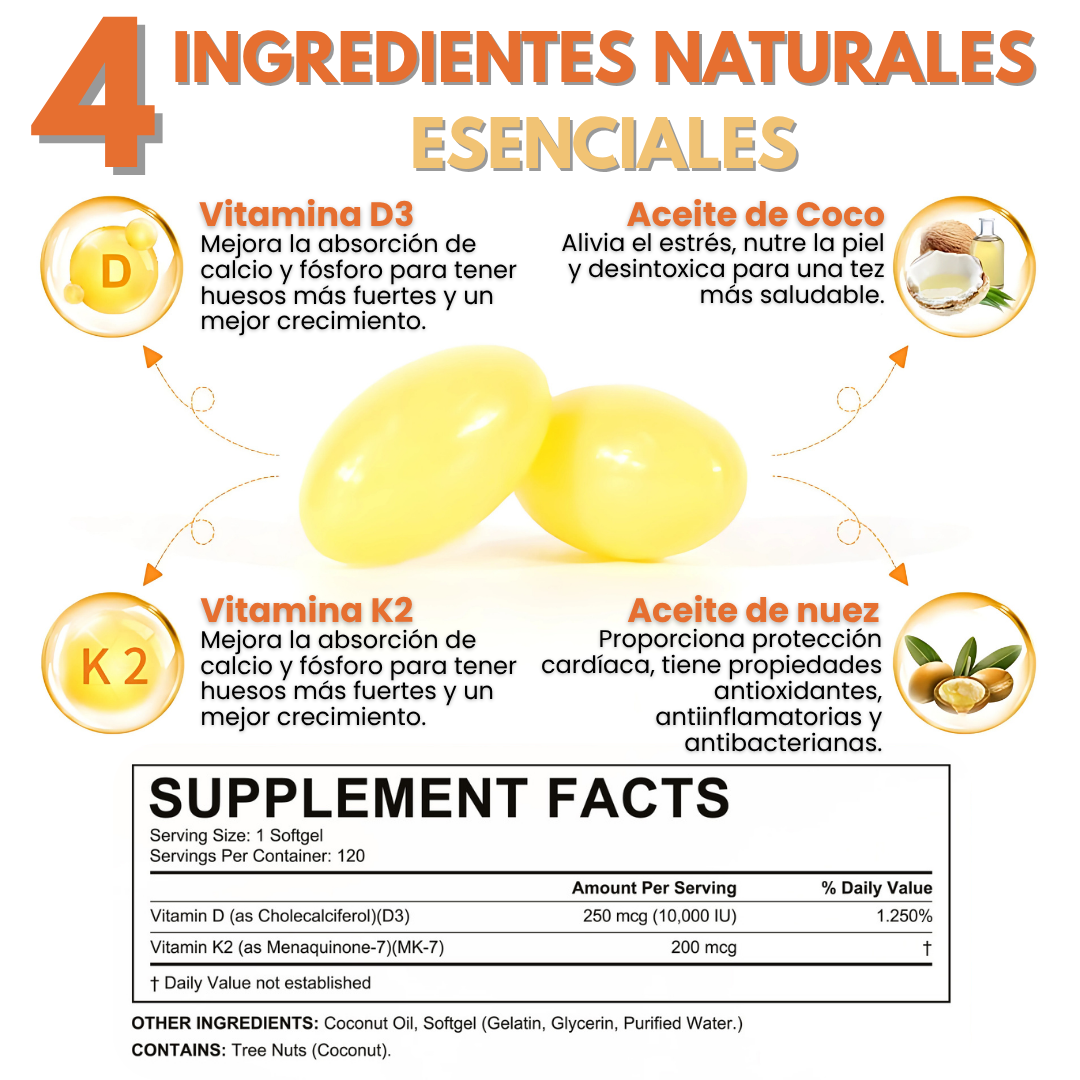 Vitaminas D3 + K2 | Fortalece tu Salud